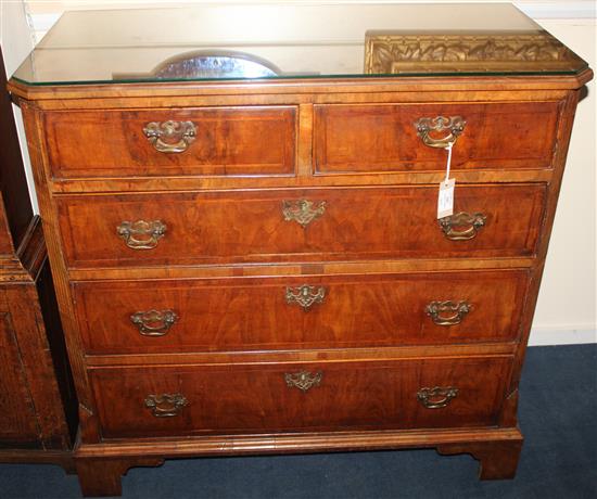 An 18th century walnut chest, W.3ft 3in.